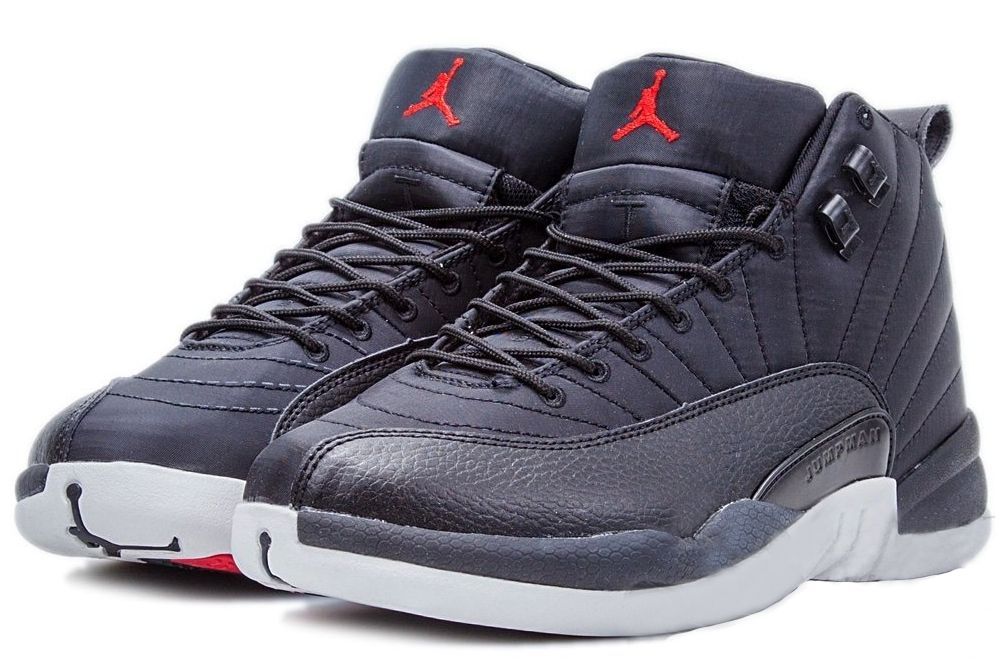 Nike Air Jordan 12 Retro, черные, кожа, нейлон, мужские