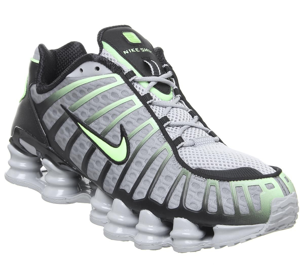 Nike Shox TL, серый с черным и зеленым, нейлон, мужские